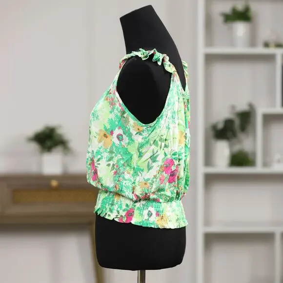 Rose + Olive NWT Floral Ruffle Strap Tank Top Size Small Boho Coastal Romantic - Picture 3 of 11